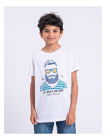 T-shirt manches courtes col rond pur coton NABARZU garçon