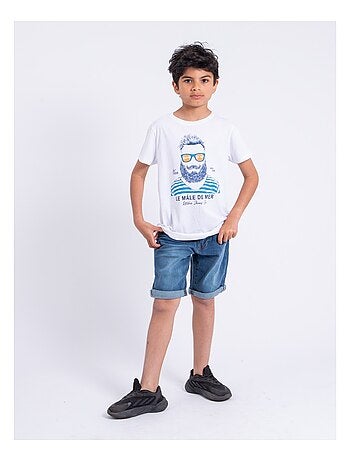 T-shirt manches courtes col rond pur coton NABARZU garçon