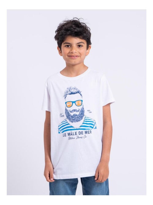 T-shirt manches courtes col rond pur coton NABARZU garçon - Kiabi
