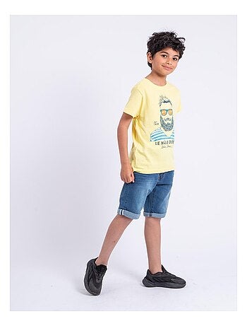 T-shirt manches courtes col rond pur coton NABARZU garçon