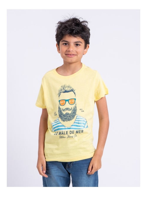 T-shirt manches courtes col rond pur coton NABARZU garçon - Kiabi