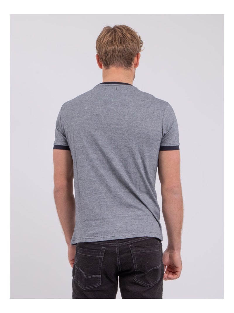 T-shirt manches courtes col rond pur coton NABASTIL Bleu marine - Kiabi