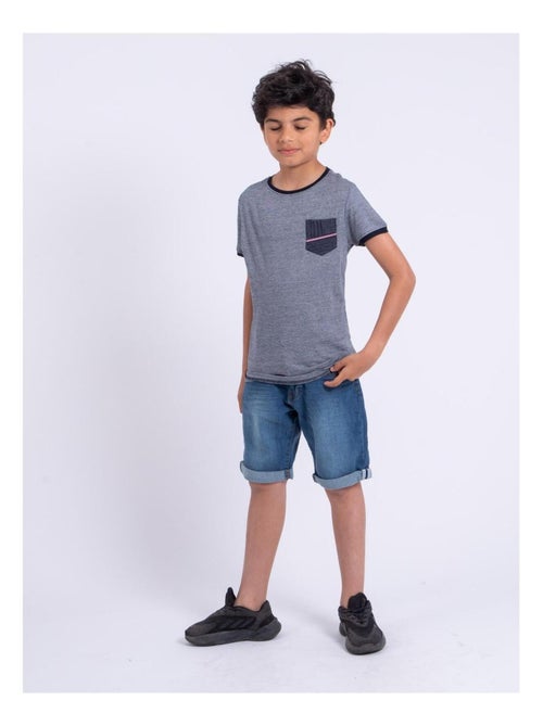 T-shirt manches courtes col rond pur coton NABASTIL garçon - Kiabi