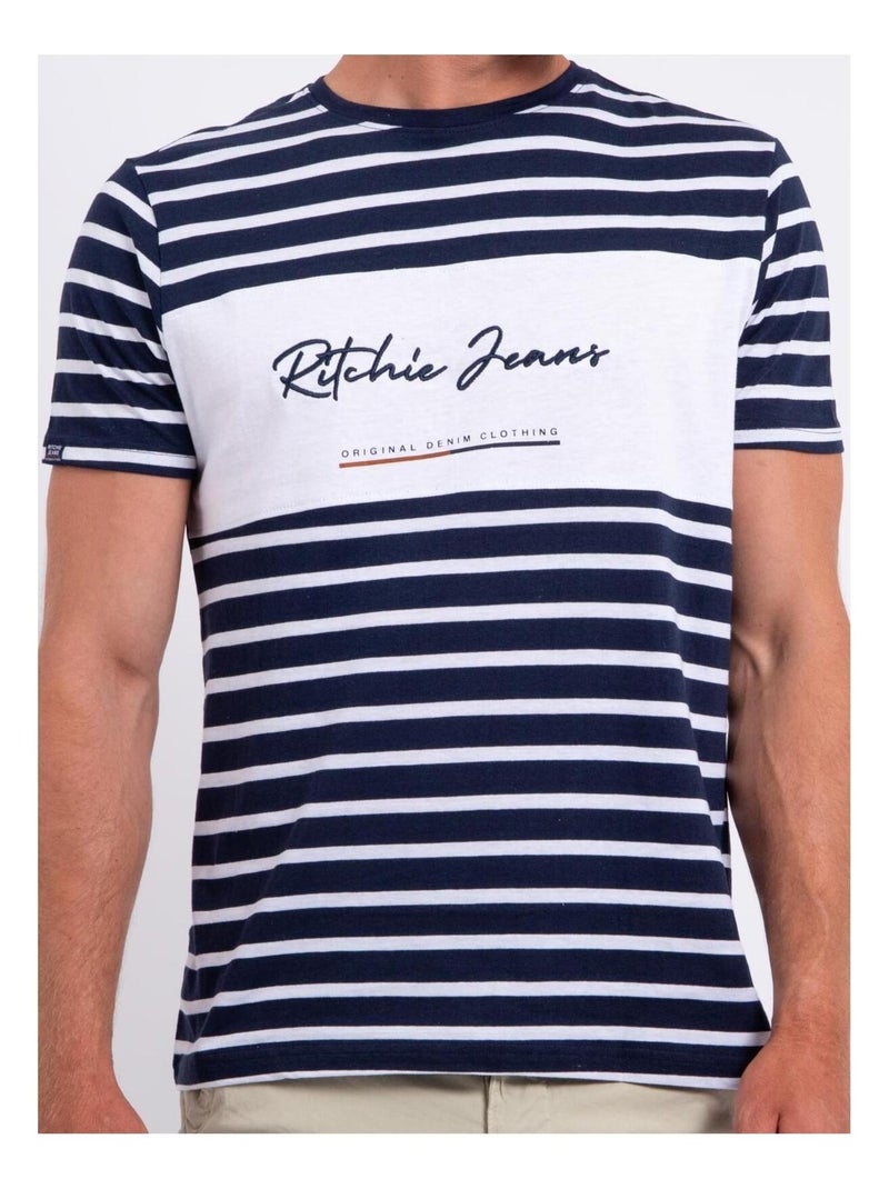 T-shirt manches courtes col rond pur coton NABAUMIX Blanc - Kiabi
