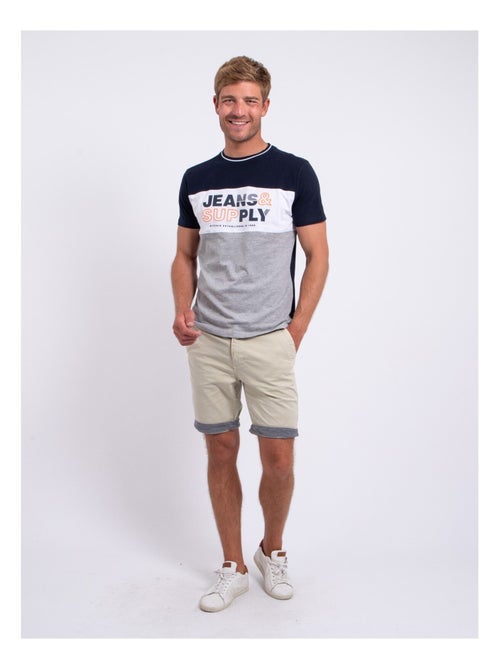 T-shirt manches courtes col rond pur coton NABELO - Kiabi