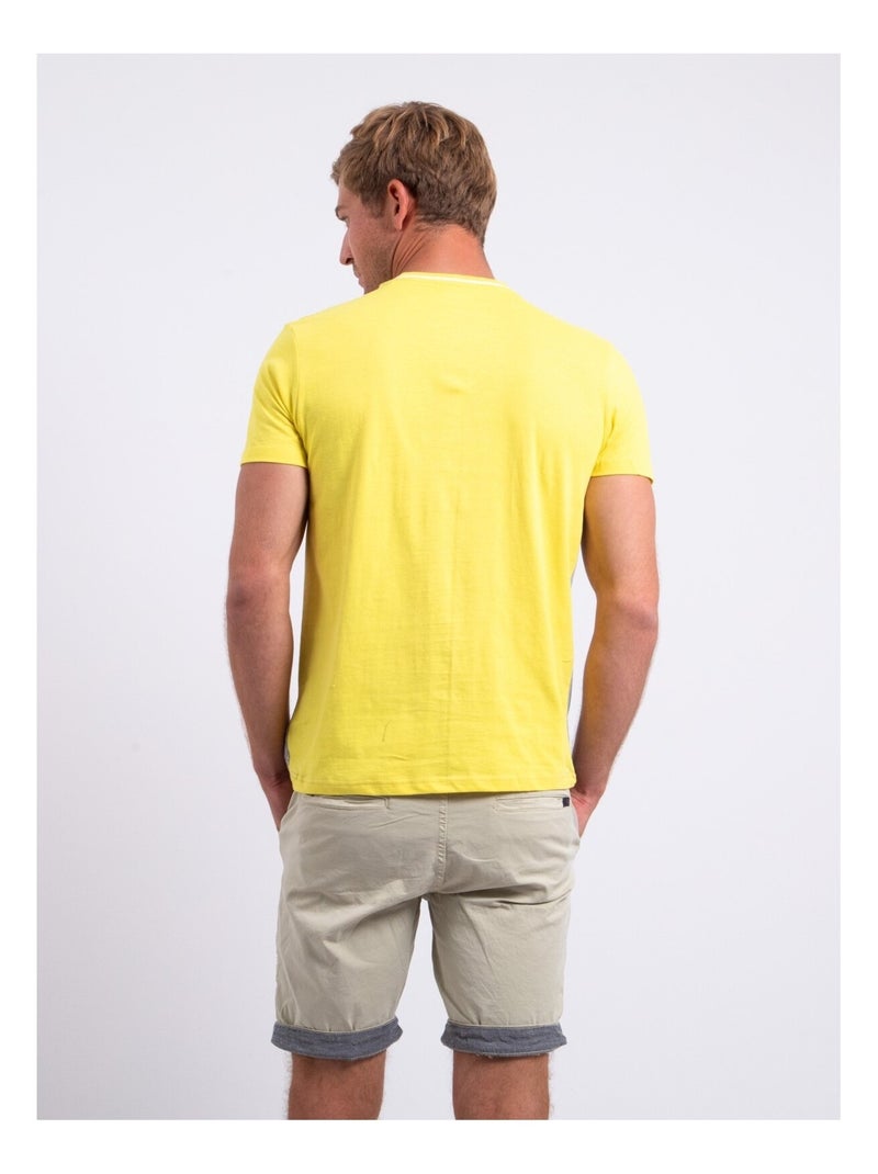 T-shirt manches courtes col rond pur coton NABELO Jaune - Kiabi