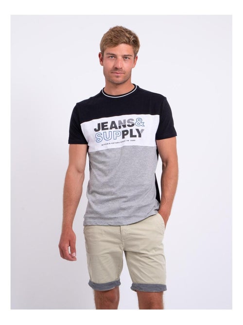 T-shirt manches courtes col rond pur coton NABELO - Kiabi