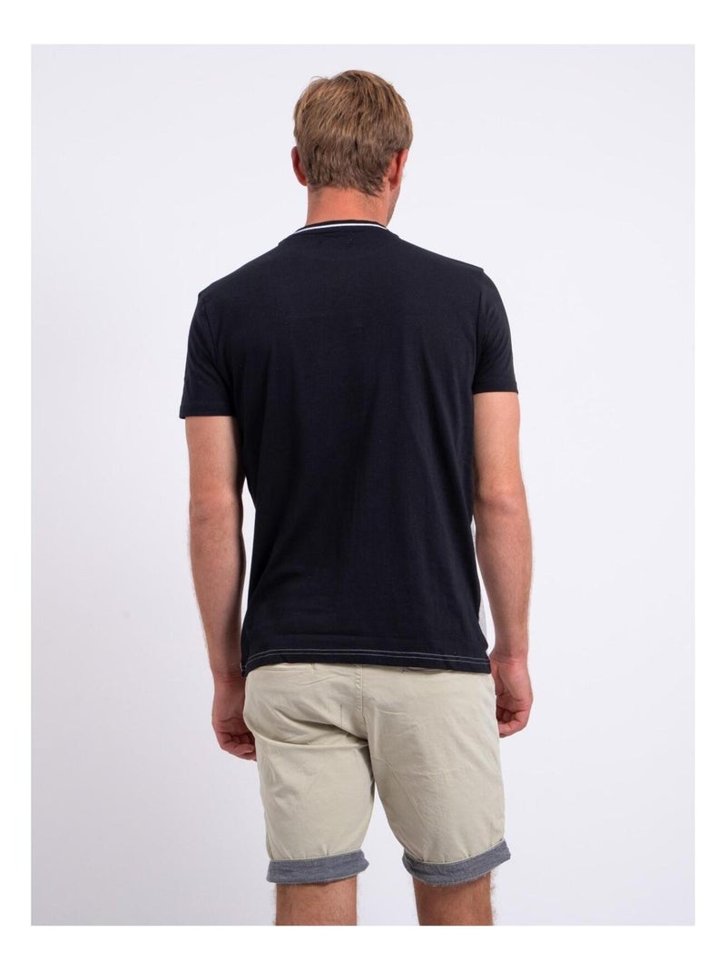 T-shirt manches courtes col rond pur coton NABELO Noir - Kiabi