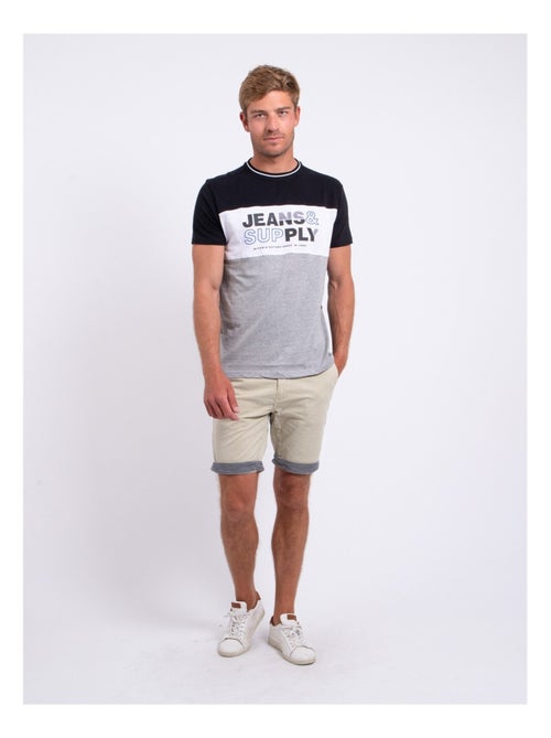 T-shirt manches courtes col rond pur coton NABELO - Kiabi