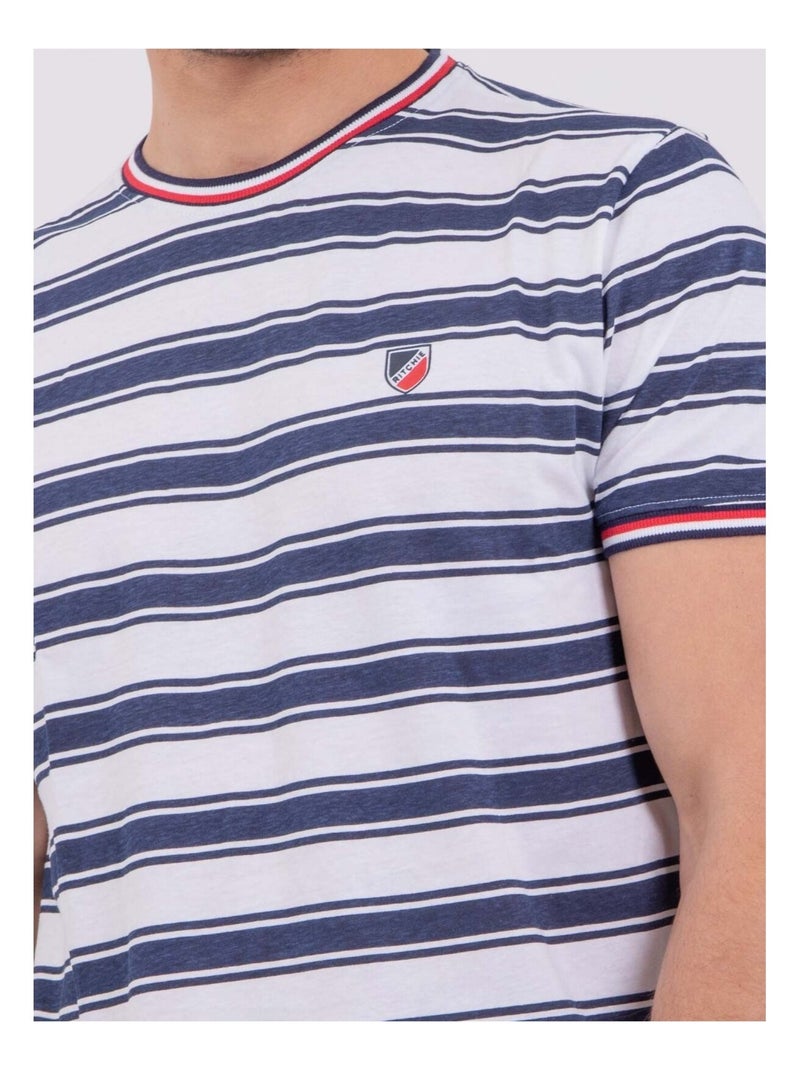 T-shirt manches courtes col rond pur coton NABENOR Blanc - Kiabi