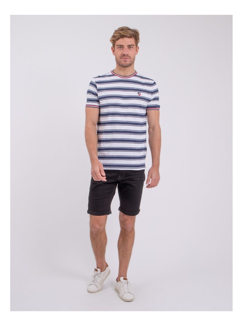 T-shirt manches courtes col rond pur coton NABENOR Blanc - Kiabi