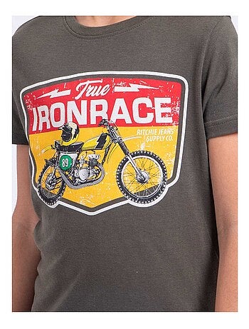 T-shirt manches courtes col rond pur coton NABOJAN garçon