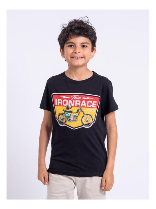 T-shirt manches courtes col rond pur coton NABOJAN garçon - Kiabi
