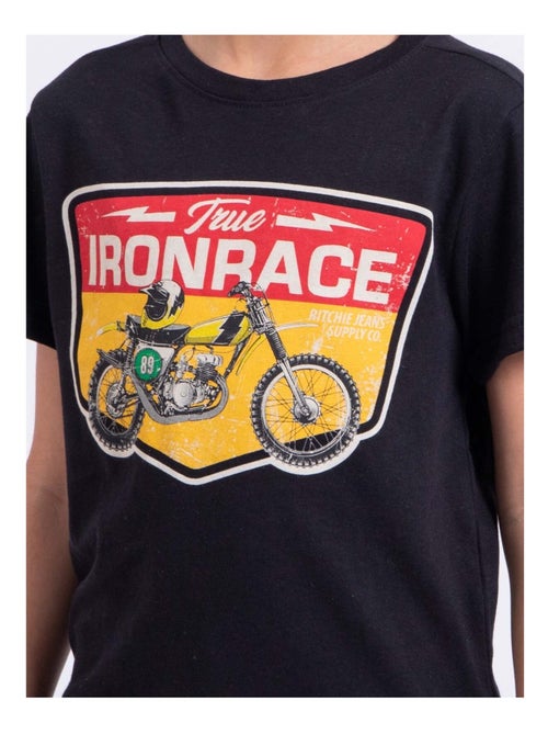T-shirt manches courtes col rond pur coton NABOJAN garçon - Kiabi