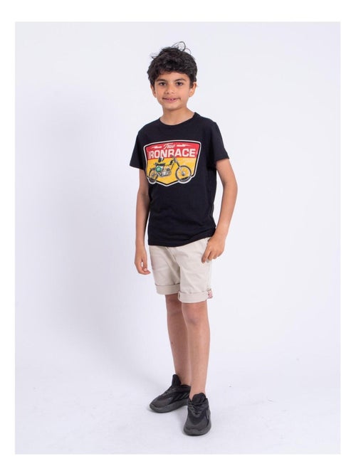 T-shirt manches courtes col rond pur coton NABOJAN garçon - Kiabi