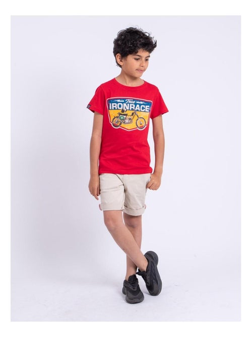 T-shirt manches courtes col rond pur coton NABOJAN garçon - Kiabi