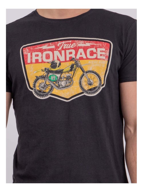 T-shirt manches courtes col rond pur coton NABOJAN - Kiabi