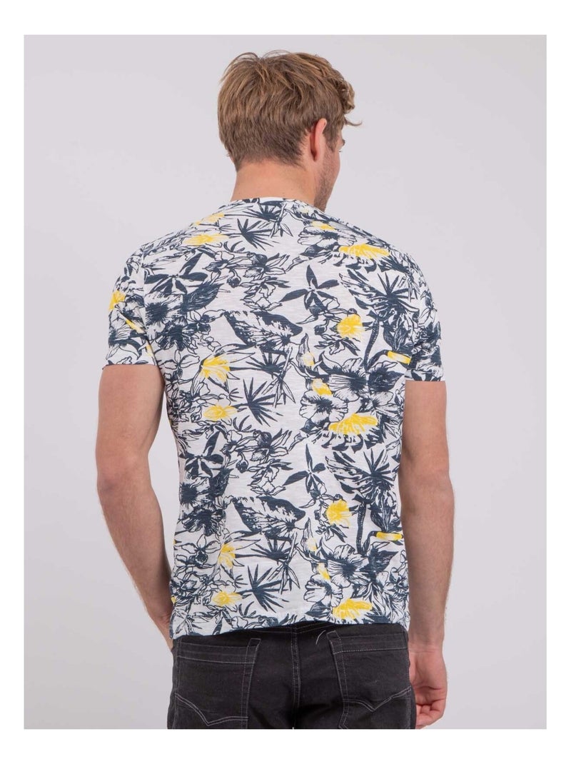 T-shirt manches courtes col rond pur coton NAKIWI Jaune - Kiabi
