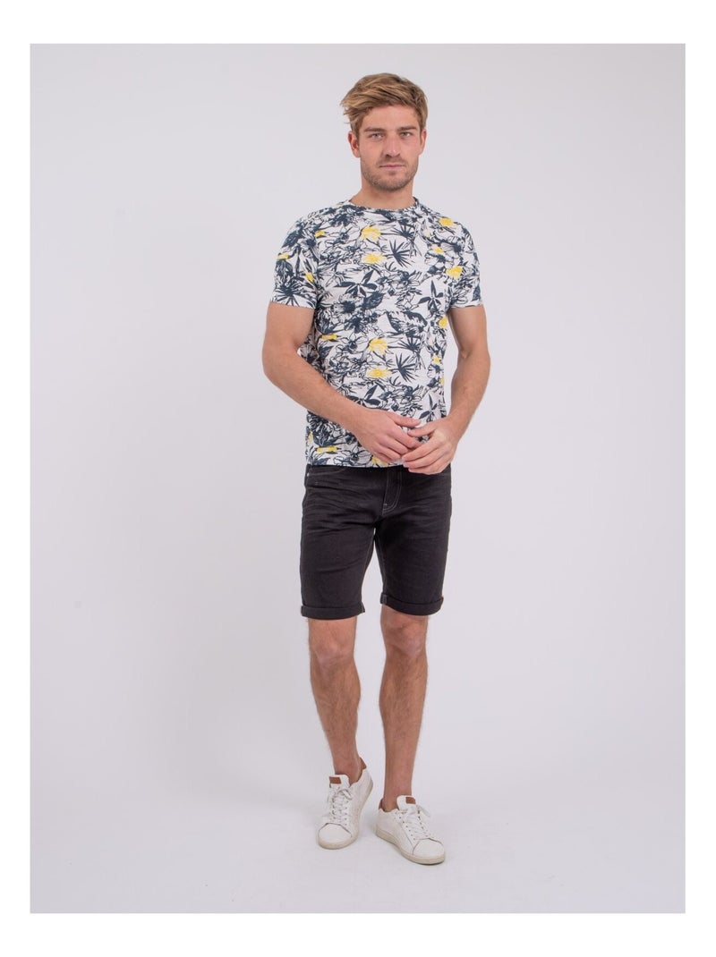 T-shirt manches courtes col rond pur coton NAKIWI Jaune - Kiabi