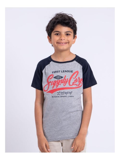 T-shirt manches courtes col rond pur coton NECHIN garçon - Kiabi
