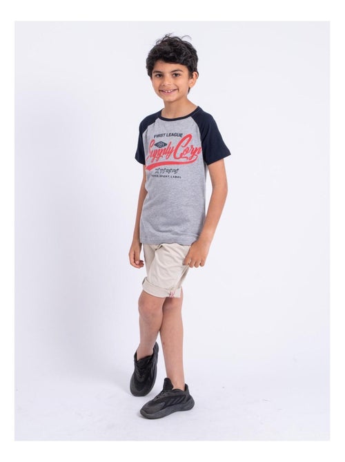 T-shirt manches courtes col rond pur coton NECHIN garçon - Kiabi