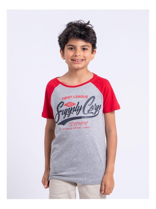 T-shirt manches courtes col rond pur coton NECHIN garçon - Kiabi