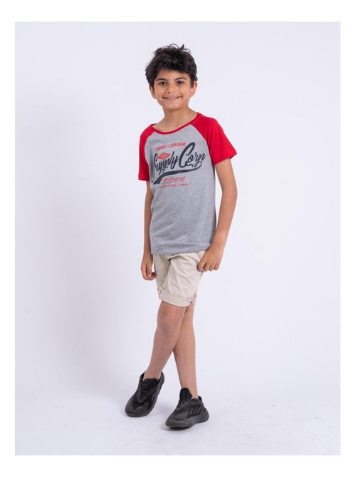 T-shirt manches courtes col rond pur coton NECHIN garçon - Kiabi