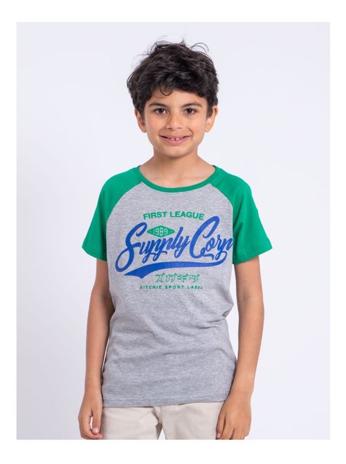 T-shirt manches courtes col rond pur coton NECHIN garçon - Kiabi