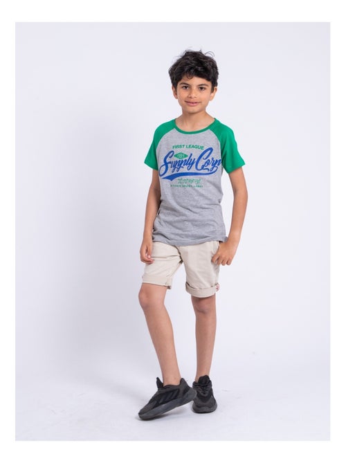 T-shirt manches courtes col rond pur coton NECHIN garçon - Kiabi