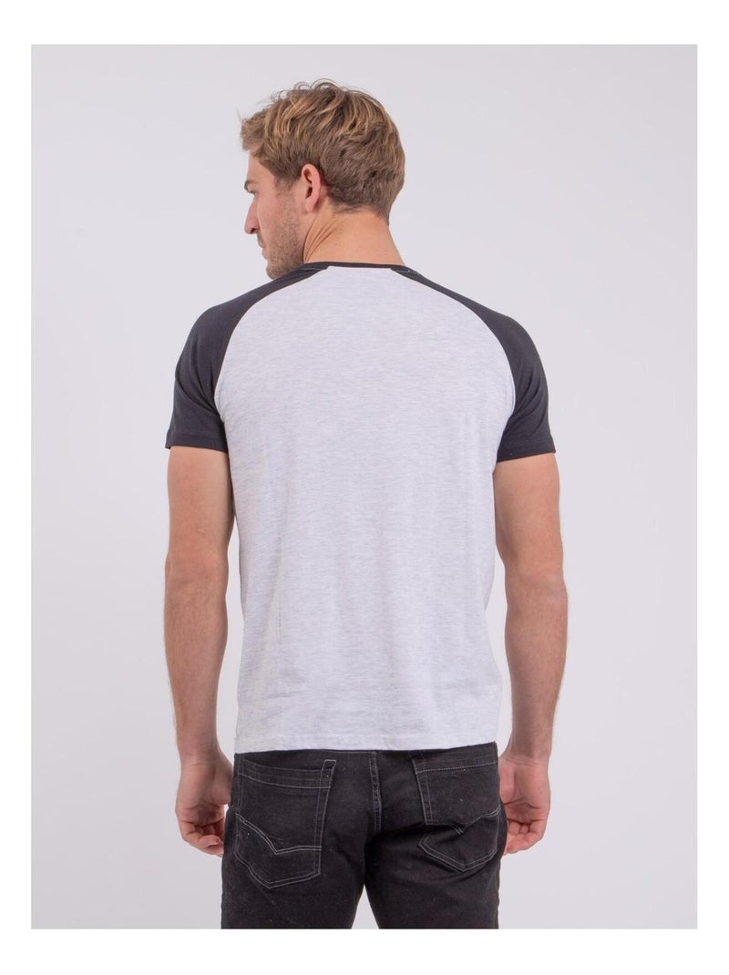 T-shirt manches courtes col rond pur coton NECHIN Noir - Kiabi