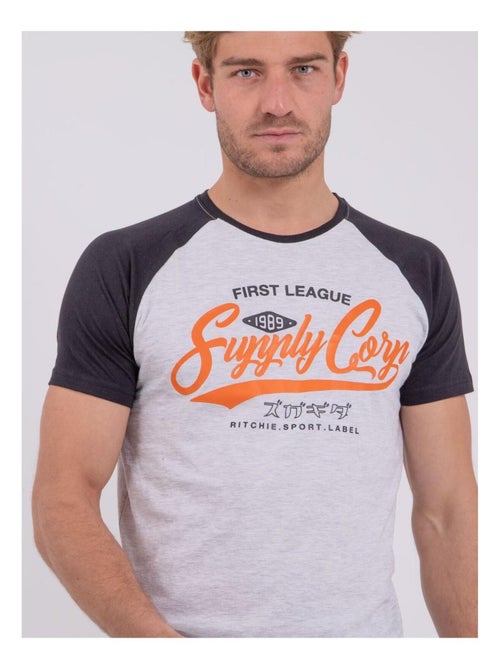 T-shirt manches courtes col rond pur coton NECHIN - Kiabi