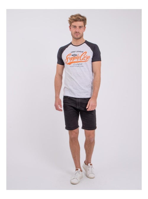 T-shirt manches courtes col rond pur coton NECHIN - Kiabi