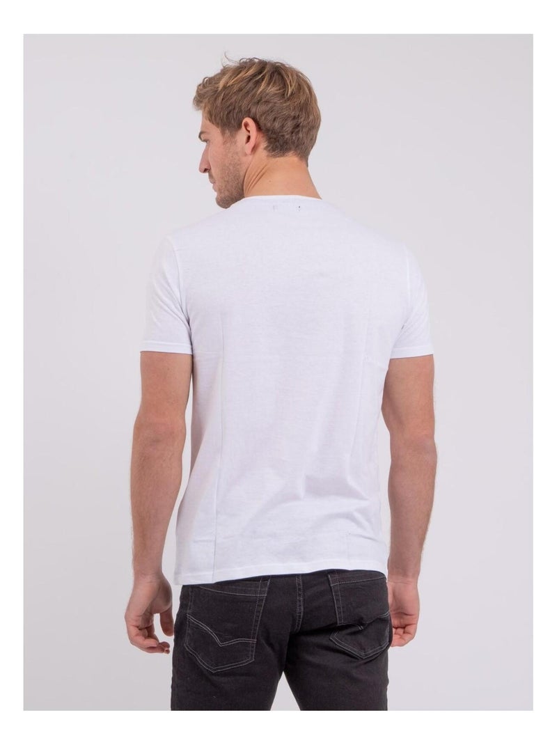 T-shirt manches courtes col rond pur coton NEDER Blanc - Kiabi