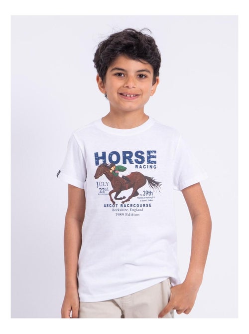 T-shirt manches courtes col rond pur coton NEDER garçon - Kiabi