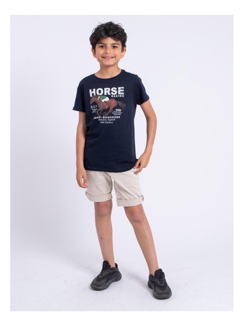 T-shirt manches courtes col rond pur coton NEDER garçon - Kiabi