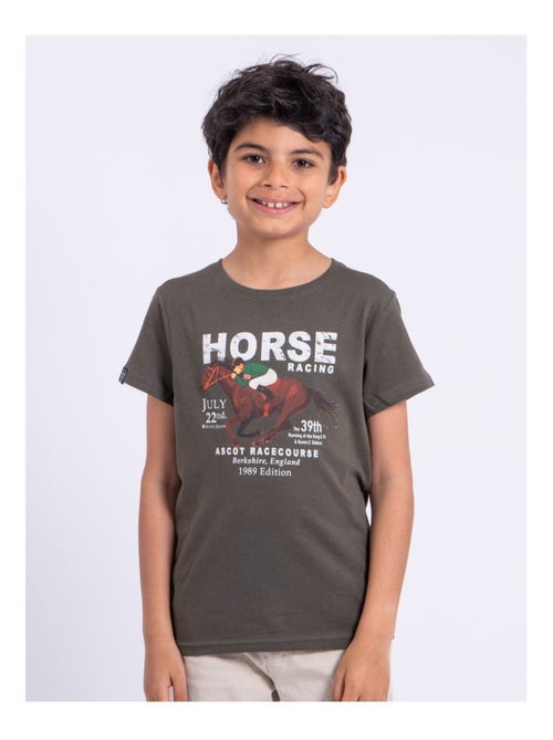 T-shirt manches courtes col rond pur coton NEDER garçon - Kiabi
