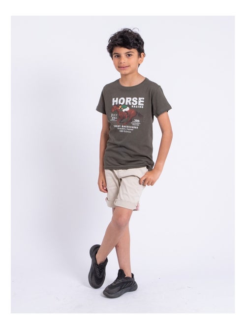 T-shirt manches courtes col rond pur coton NEDER garçon - Kiabi