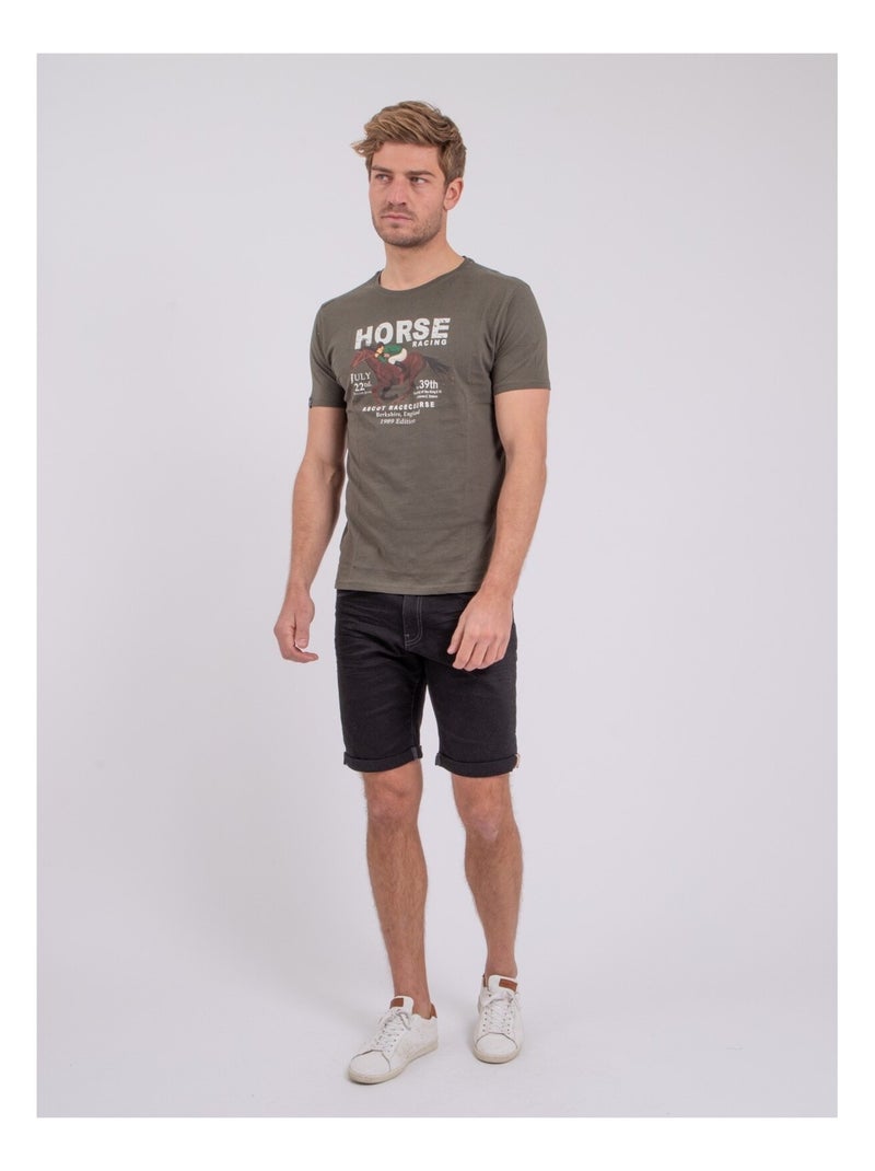 T-shirt manches courtes col rond pur coton NEDER Rouge - Kiabi