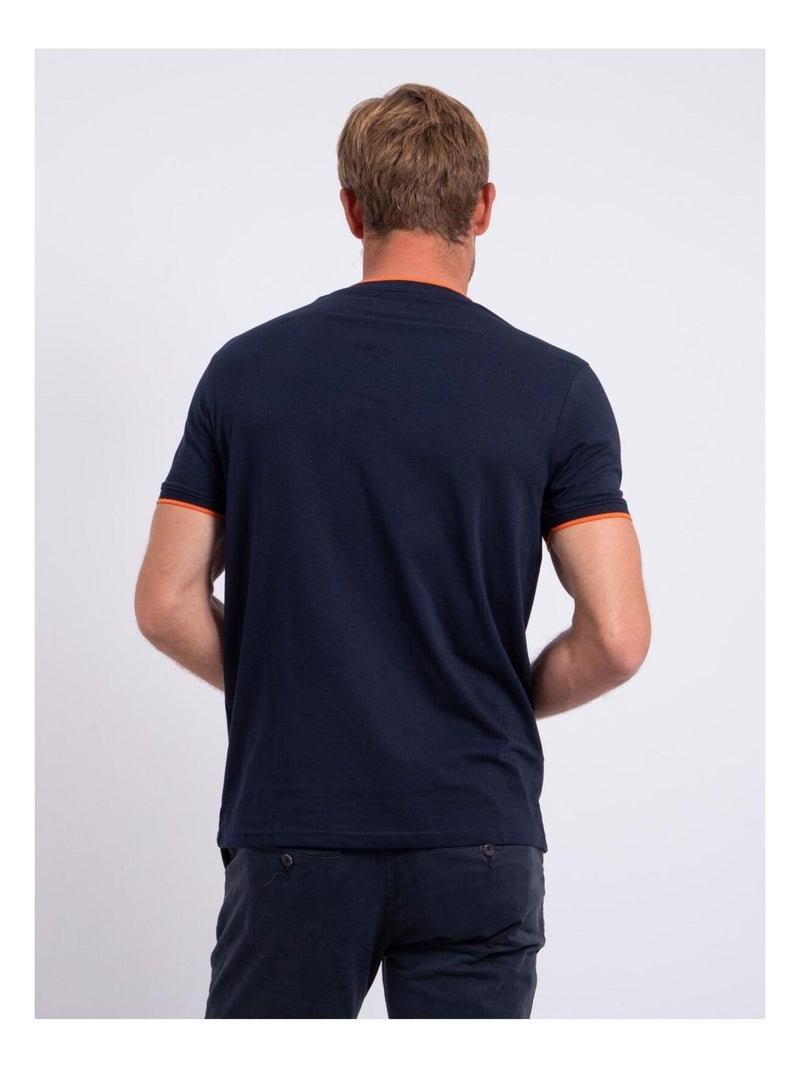 T-shirt manches courtes col rond pur coton NENABAR Bleu marine - Kiabi