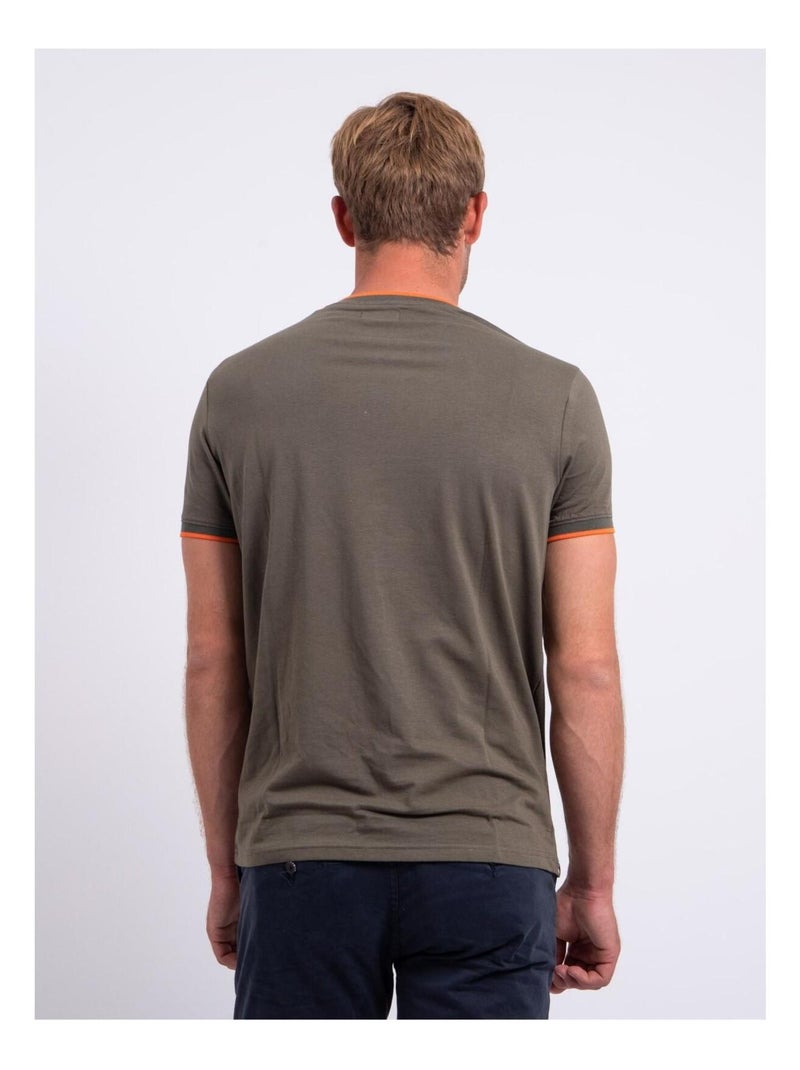 T-shirt manches courtes col rond pur coton NENABAR Kaki - Kiabi