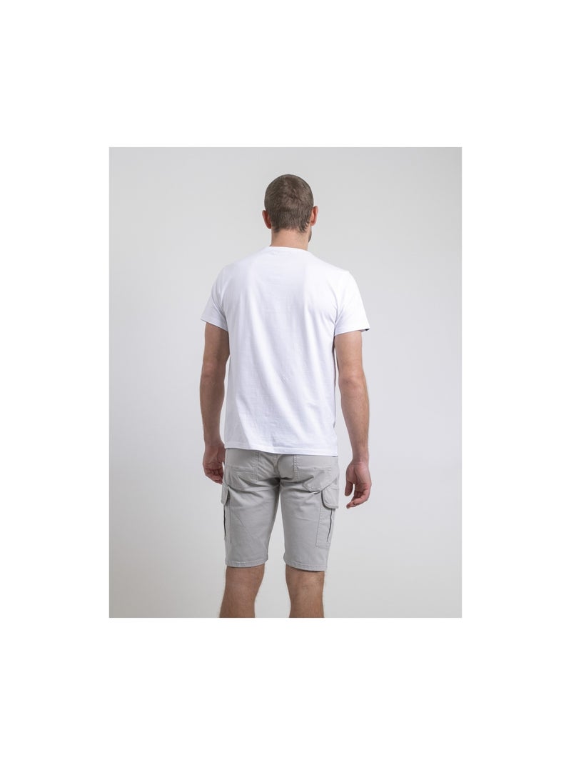 T-shirt manches courtes col rond pur coton NEROTEN Blanc - Kiabi
