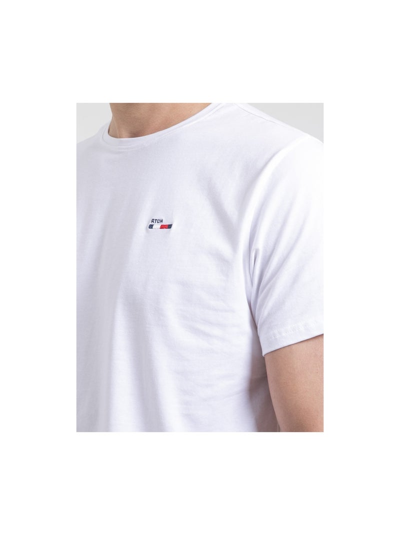 T-shirt manches courtes col rond pur coton NEROTEN Blanc - Kiabi