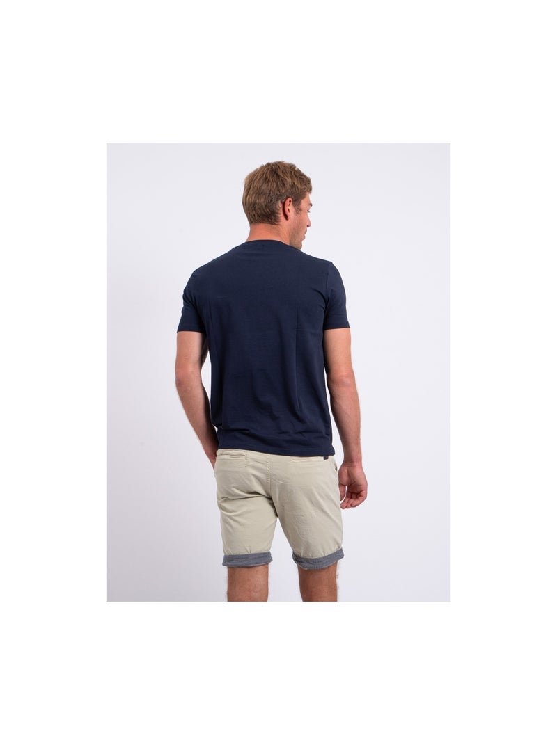 T-shirt manches courtes col rond pur coton NEROTEN Bleu marine - Kiabi