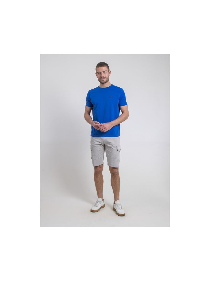 T-shirt manches courtes col rond pur coton NEROTEN Bleu roi - Kiabi