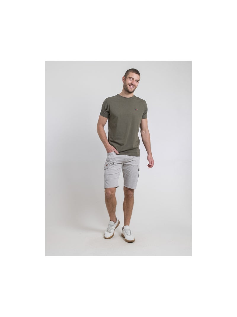 T-shirt manches courtes col rond pur coton NEROTEN Kaki - Kiabi