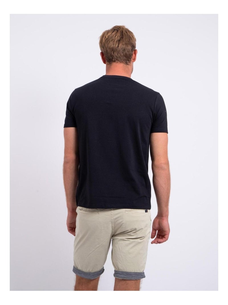 T-shirt manches courtes col rond pur coton NEROTEN Noir - Kiabi