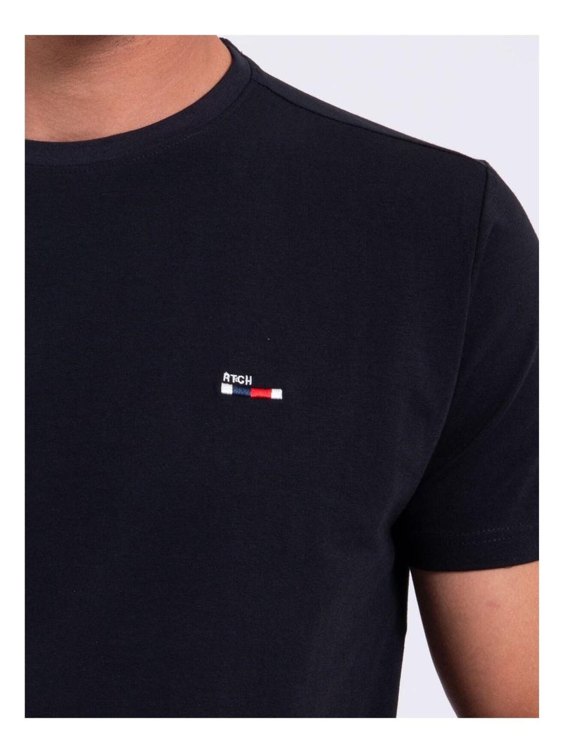 T-shirt manches courtes col rond pur coton NEROTEN Noir - Kiabi