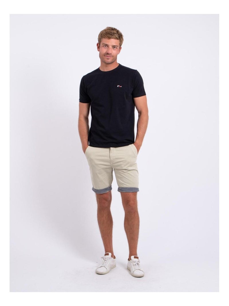 T-shirt manches courtes col rond pur coton NEROTEN Noir - Kiabi