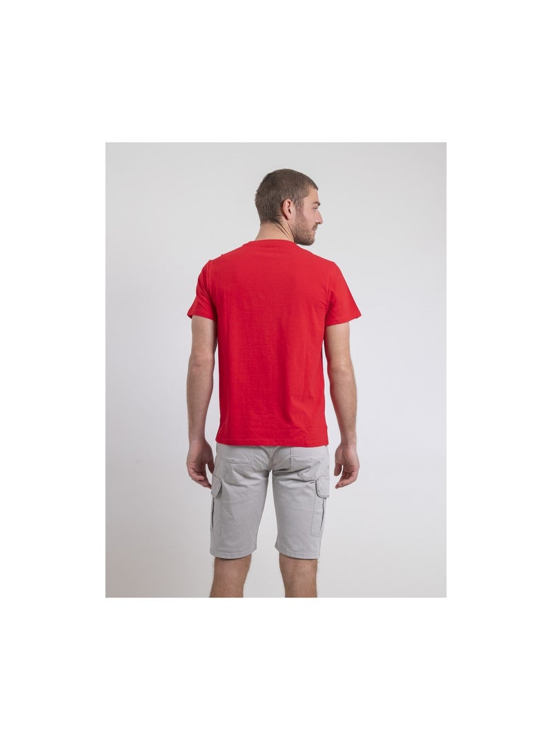 T-shirt manches courtes col rond pur coton NEROTEN Rouge - Kiabi