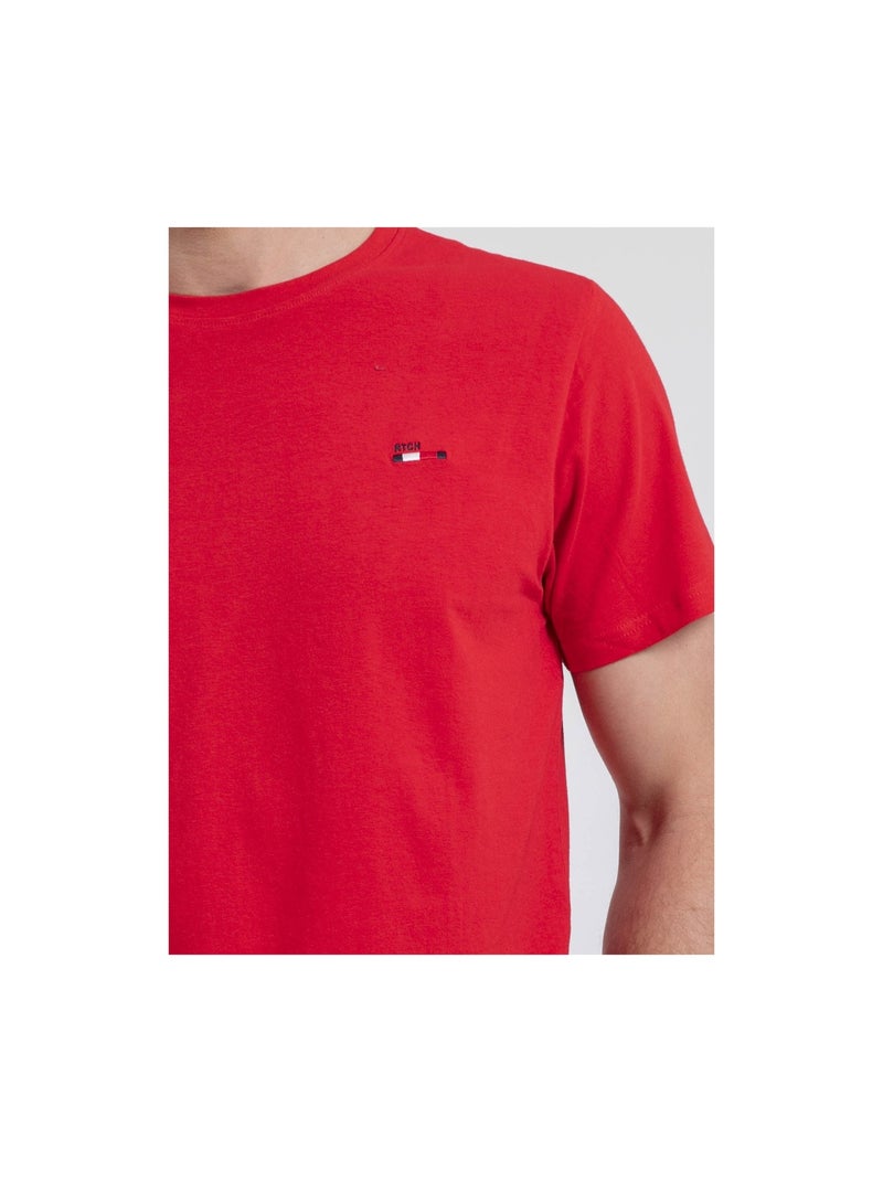 T-shirt manches courtes col rond pur coton NEROTEN Rouge - Kiabi